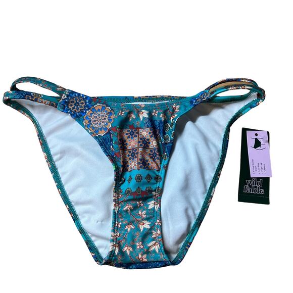 Wild Fable Women's Blue Patchwork Cheeky Bikini Bottom - Size XS - NWT - Picture 1 of 8